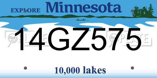 14GZ575 Minnesota License Plate