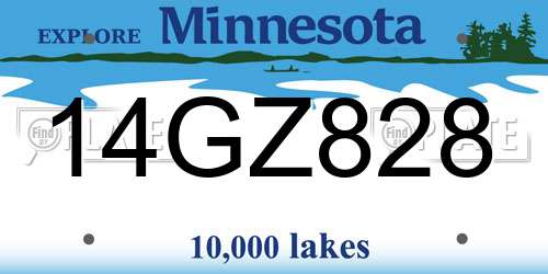 14GZ828 Minnesota License Plate
