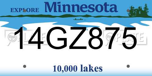 14GZ875 Minnesota License Plate