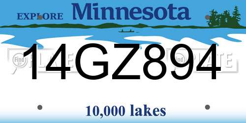 14GZ894 Minnesota License Plate