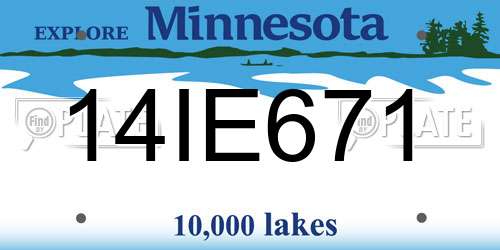 14IE671 Minnesota License Plate