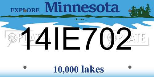 14IE702 Minnesota License Plate