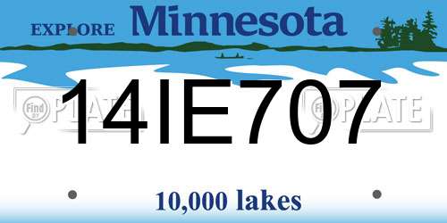 14IE707 Minnesota License Plate