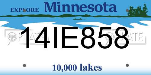 14IE858 Minnesota License Plate