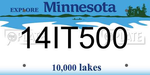 14IT500 Minnesota License Plate