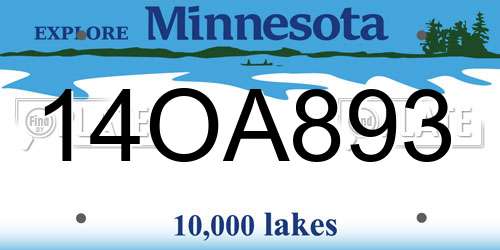 14OA893 Minnesota License Plate