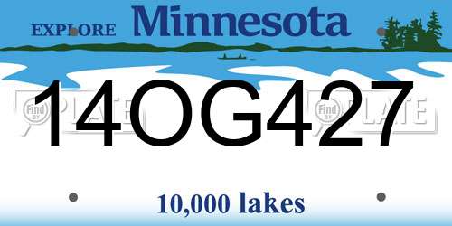 14OG427 Minnesota License Plate