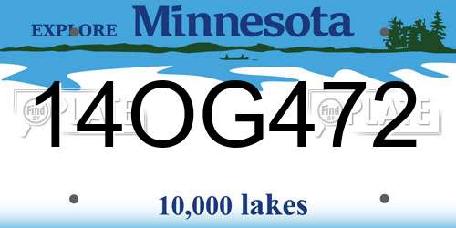 14OG472 Minnesota License Plate