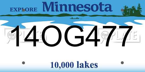 14OG477 Minnesota License Plate