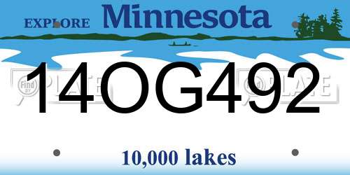14OG492 Minnesota License Plate
