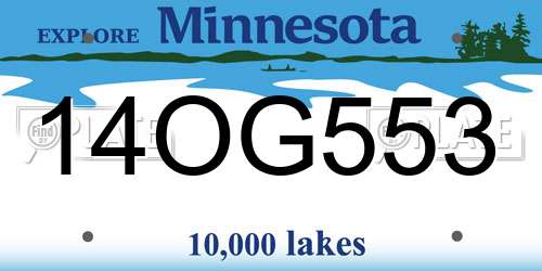 14OG553 Minnesota License Plate