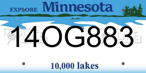 14OG883 Minnesota License Plate
