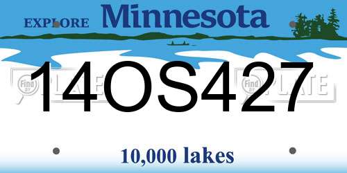 14OS427 Minnesota License Plate