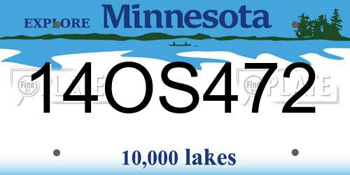14OS472 Minnesota License Plate