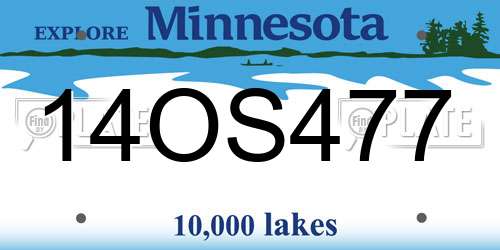 14OS477 Minnesota License Plate