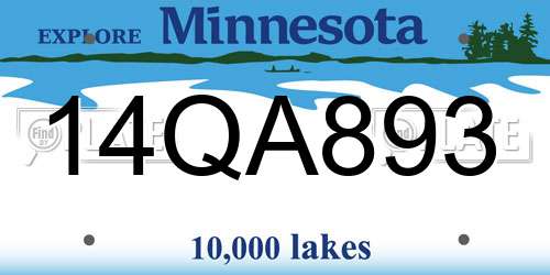 14QA893 Minnesota License Plate