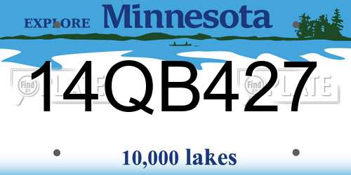 14QB427 Minnesota License Plate