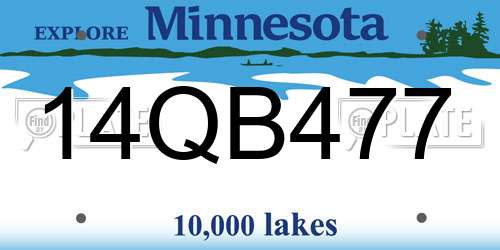 14QB477 Minnesota License Plate
