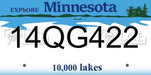 14QG422 Minnesota License Plate