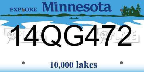 14QG472 Minnesota License Plate