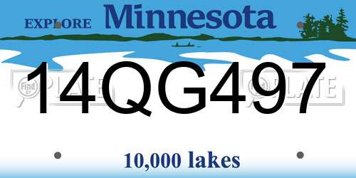 14QG497 Minnesota License Plate