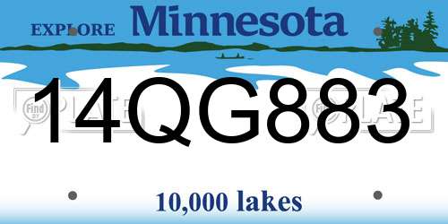 14QG883 Minnesota License Plate