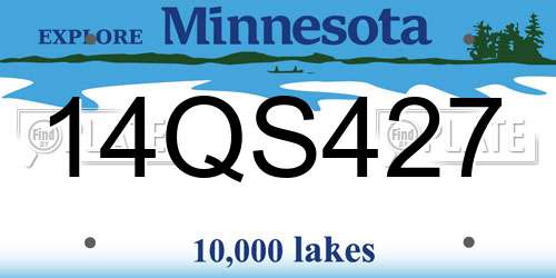 14QS427 Minnesota License Plate