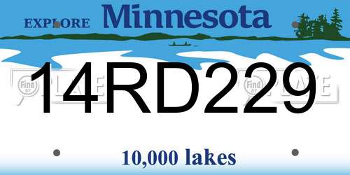 14RD229 Minnesota License Plate