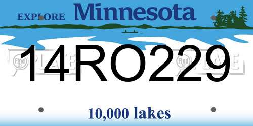 14RO229 Minnesota License Plate