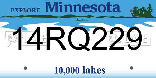 14RQ229 Minnesota License Plate