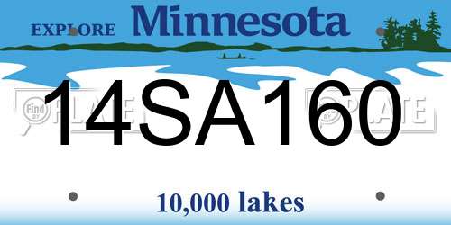 14SA160 Minnesota License Plate