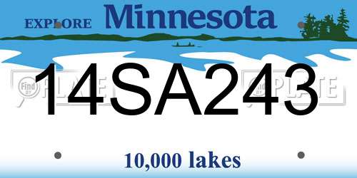14SA243 Minnesota License Plate