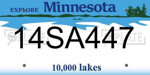 14SA447 Minnesota License Plate