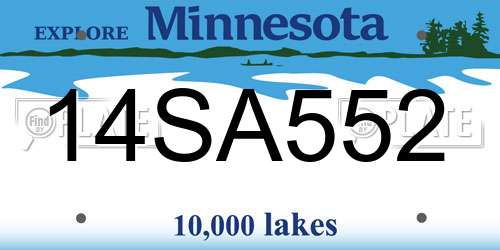 14SA552 Minnesota License Plate