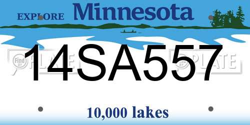 14SA557 Minnesota License Plate