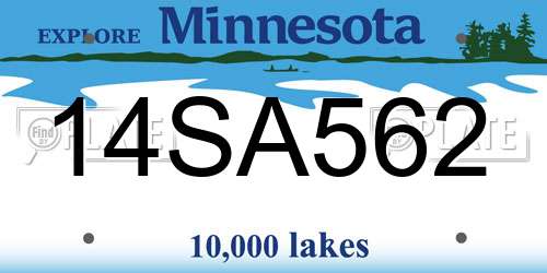 14SA562 Minnesota License Plate