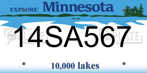 14SA567 Minnesota License Plate