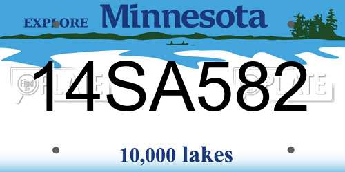 14SA582 Minnesota License Plate