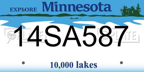 14SA587 Minnesota License Plate