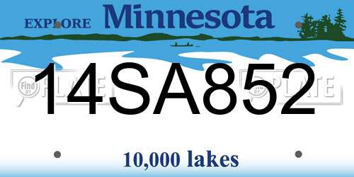 14SA852 Minnesota License Plate