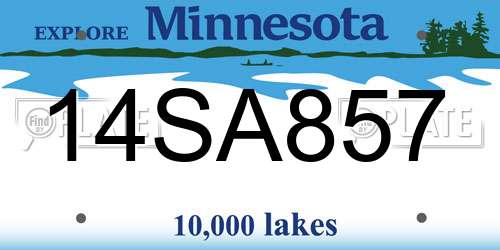 14SA857 Minnesota License Plate