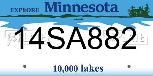 14SA882 Minnesota License Plate