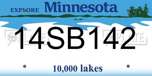 14SB142 Minnesota License Plate
