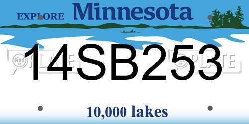 14SB253 Minnesota License Plate