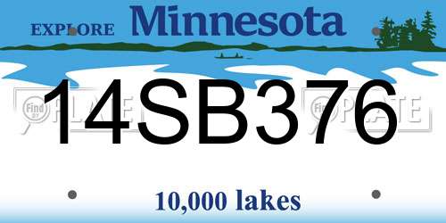 14SB376 Minnesota License Plate