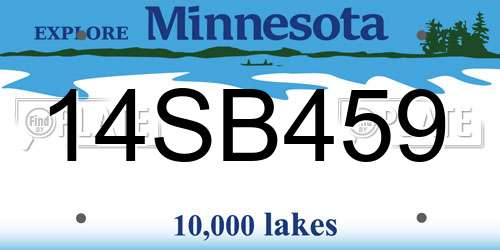 14SB459 Minnesota License Plate