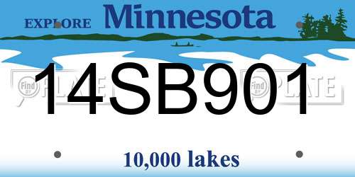 14SB901 Minnesota License Plate