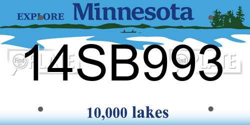 14SB993 Minnesota License Plate