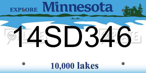 14SD346 Minnesota License Plate