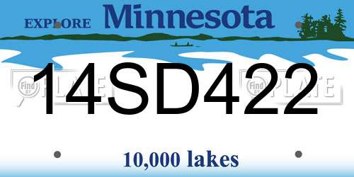14SD422 Minnesota License Plate